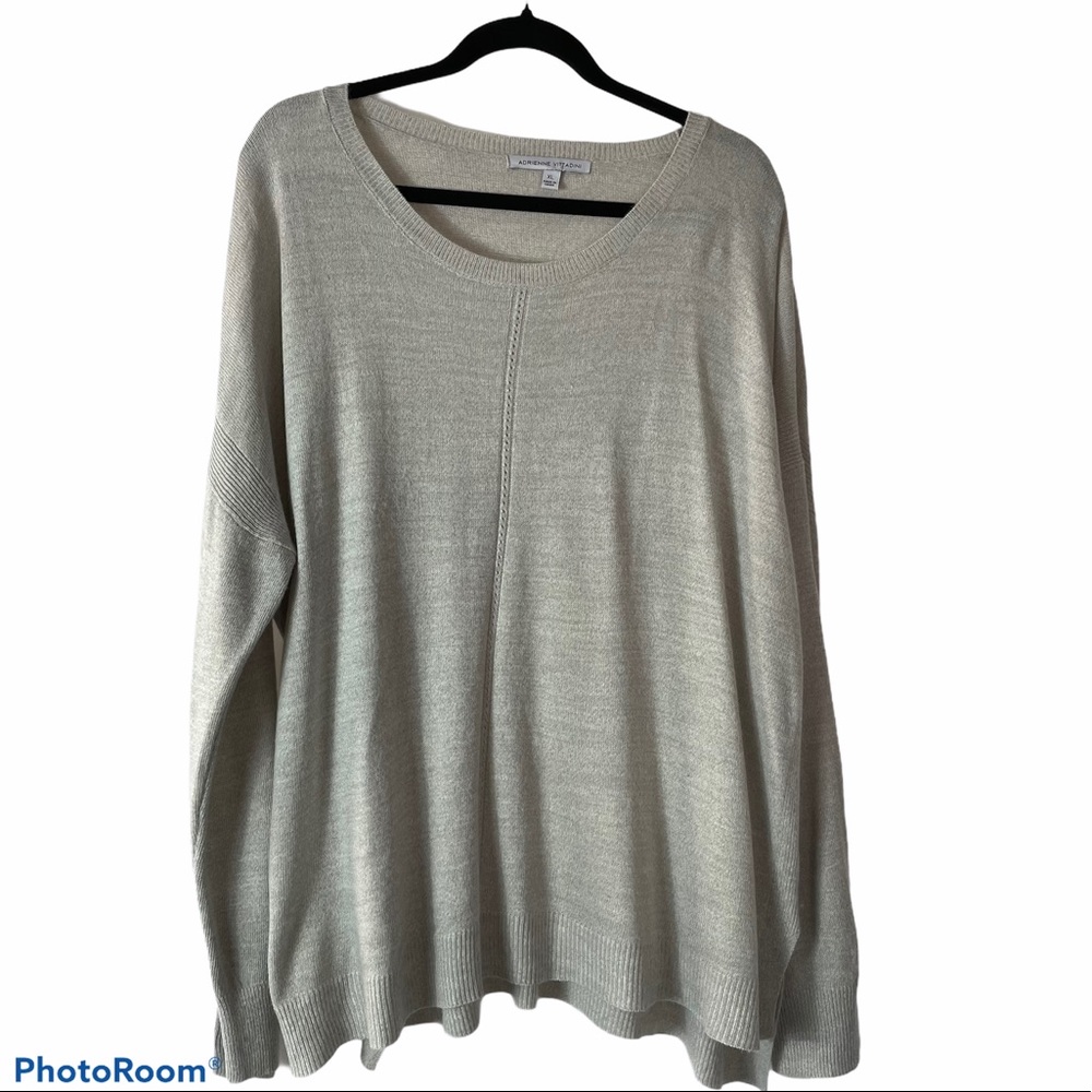 Adrienne Vittadini Scoop neck sweater light tan XL